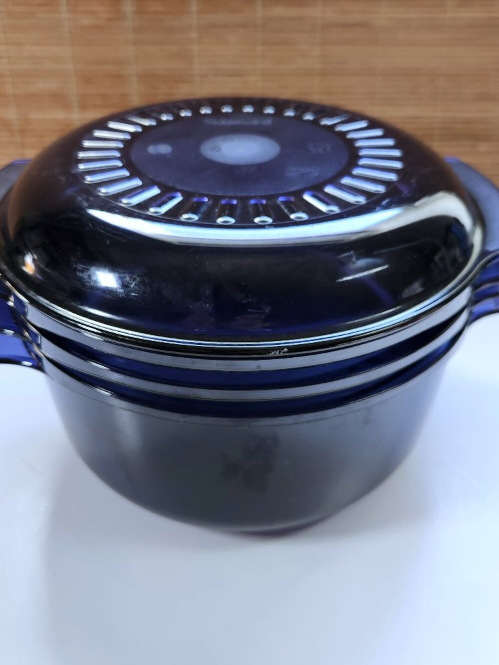 Tupperware TupperWave Stack Cooker 4 Piece Set Blue Microwave Steamer Casserole
